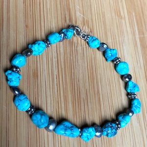 Turquoise Nugget and Sterling Silver Bracelet